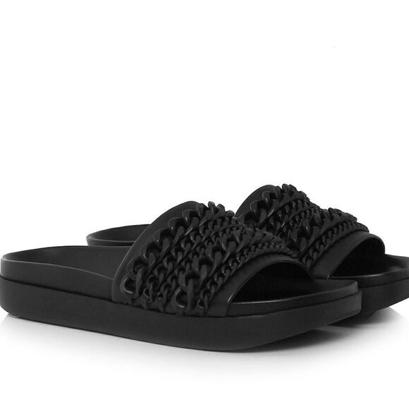 Kendall + Kylie Shiloh chain link slides Black sz 5.5 - Picture 2 of 9